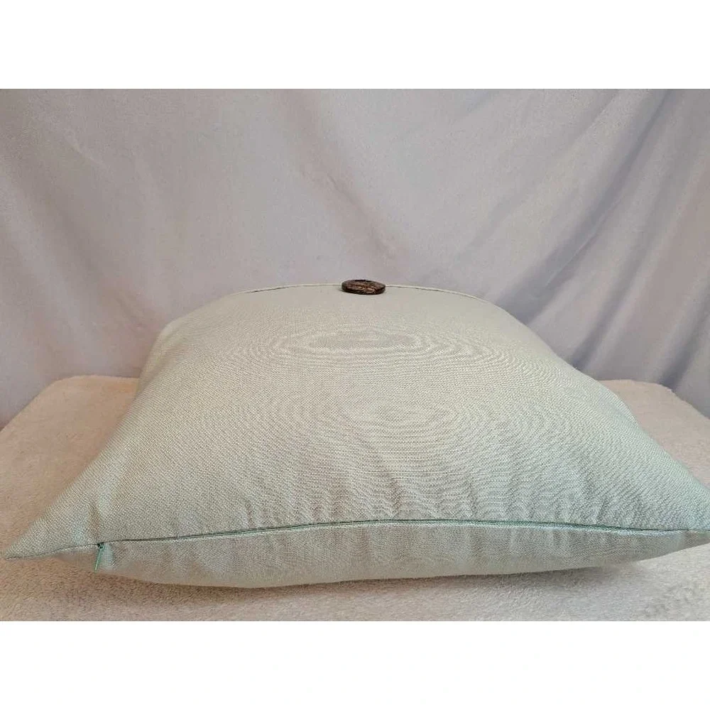 Light Blue Decorative‎ Throw Pillow with Button Accent 21x21